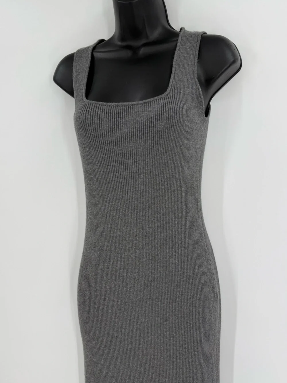 Kindred Bravely Ribbed Knit Square Neck Nursing Midi Dress | Gray | XS - Picture 4 of 7
